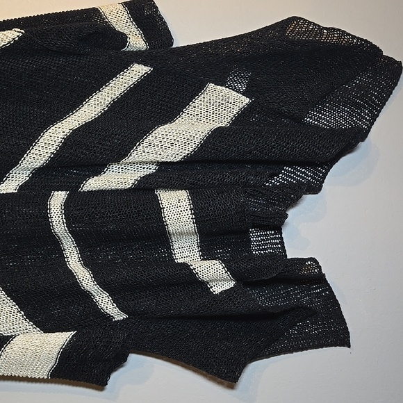 Alembika Oversize Sheer Mesh Open Knit Sweater Ivory Black Lagenlook Drapey NWOT - Picture 3 of 11